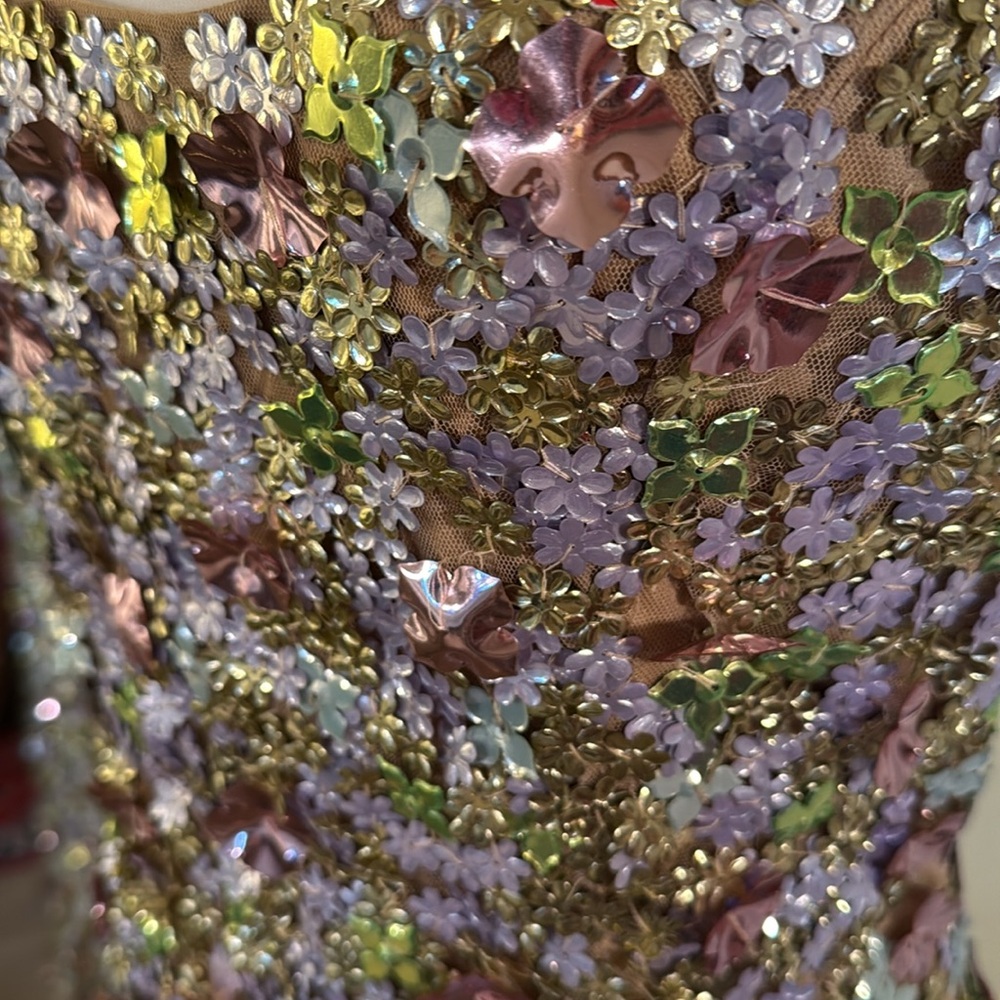 MAC DUGGAL
Multicolor Sleeveless Floral Paillette Embellished Mesh Gown - Picture 7 of 17